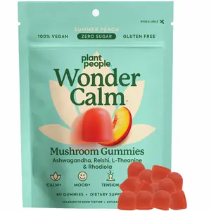 WonderCalm Mushroom Gummies by Plant People - Zero Sugar, All Natural Mood & Stress Relief Gummy Supplement WonderCalm Mushroom Gummies by Plant People - Zero Sugar, All Natural Mood & Stress Relief Gummy Supplement