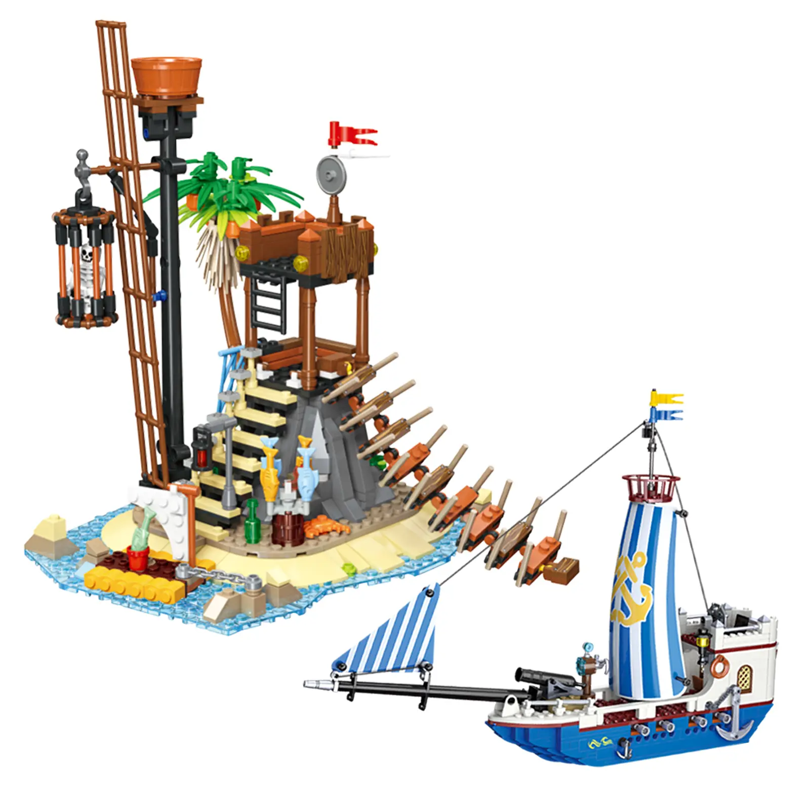 Shipwreck Base and Royal Expedition Team Building Block Set，Detailed Brick Model for Display & Play.（482+414PCS）