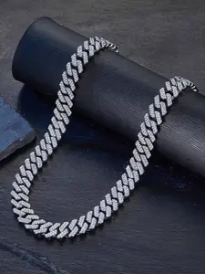 Hip Hop Punk Sparkling Blingbling Cuban Chain Necklace, Cuban Link Chain, High Quality Iced Out Jewelry for Men & Women, Perfect Gift for Friends