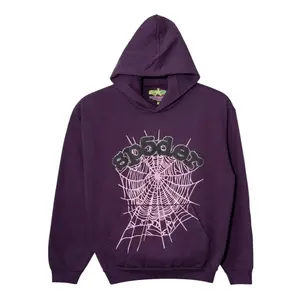 Spider Worldwide Crystal Web Logo Hooded Sweatshirt Purple Black Pink