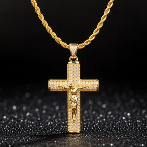 Iced Crucifix Pendant (Silver/Gold)