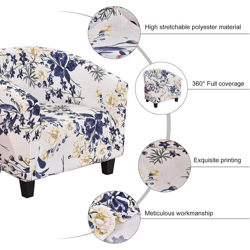Club Chair Slipcover Jacquard Tub Chair Cover Stretch Armchair Covers Sofa Cover Furniture Protector for Living Room (A51)