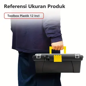 Otis Hardware Tool Set, 10inch Sturdy Plastic Combination Case, Electrician and Carpenter Drill Storage Container, Vehicle Repair Tool Box with Top Section - Perfect for Car Repair, Electrical Work, and Home Use