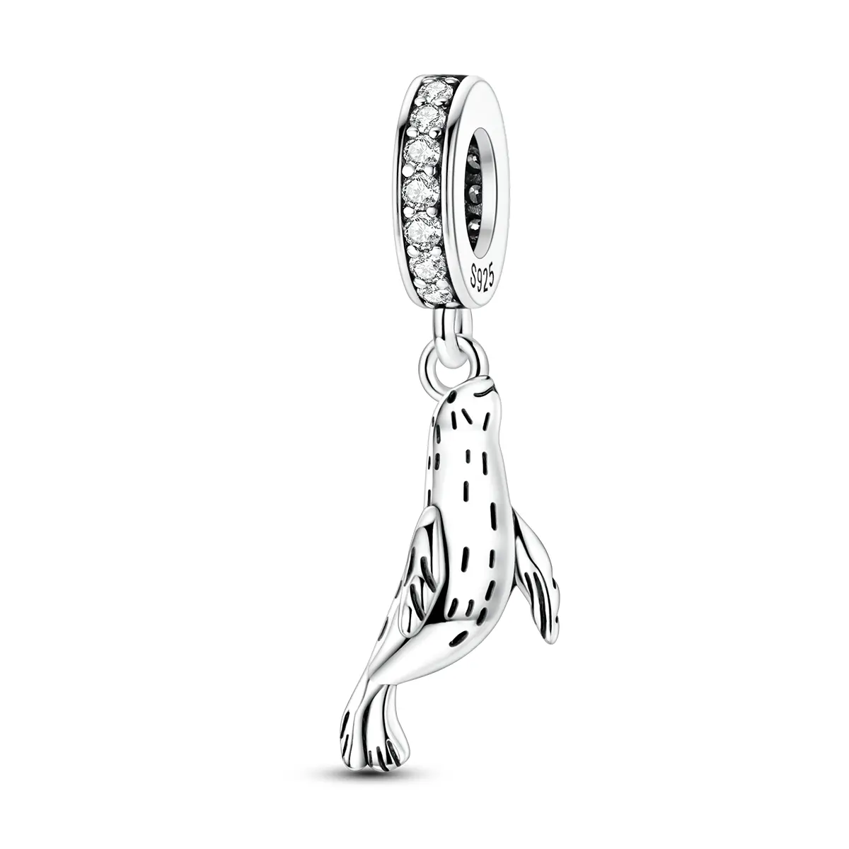 MULA 925 Silver-Plated Oceanic Seal Charm, Sparkling Animals Collectibles Pendant for Girl, Compatible with Pandora Bracelets and Necklaces, Daily Wear