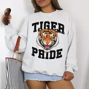 Tiger Pride, Football, Sports, Game Day, Big Game, Touchdown, Tailgate Party Sweatshirt, Women's Crew Neck, Crewneck