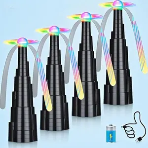 Portable LED Table Fan with Rechargeable Battery - 4 Pack Compact Fly Fan for Outdoor Dining, Picnics, and Parties - Safe Foldable Design with Auto-Stop Blades - USB Powered Cooling Fan for Patio and Camping - Lightweight and Easy to Carry