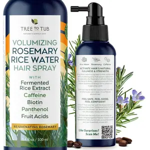 Tree To Tub Rosemary Water Spray for Hair Growth - Fermented Rice Water for Hair Growth Nature's Rosemary Hair Spray & Nourishing Scalp Care