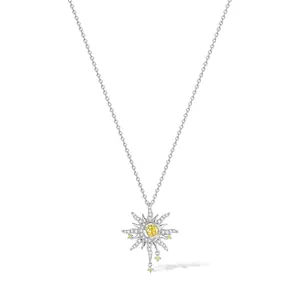 FANCIME "Soluna Nexus" Female Daily Citrine November Birthstone Sterling Silver Necklace