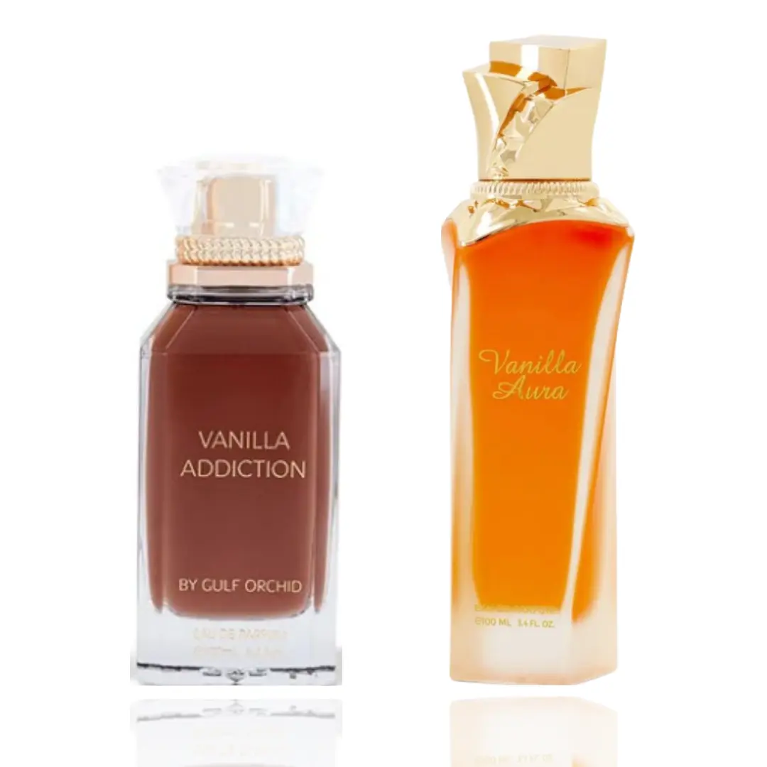 GULF ORCHID Women's Luxury 2-Piece Boxed Body Perfume Bundle Set - EDP Spray, Gourmand Vanilla Perfumes, Layered Aura, Rich Addictive Notes, Long-Lasting Soft Woods Fragrance, Elegant Attraction Women's Fragrance