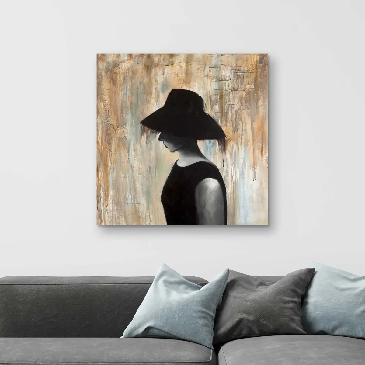 Begin Home Decor C1RC3232I58UGY 32 x 32 in. Audrey Hepburn Canvas Art - Big Hat Black Living Room Decor