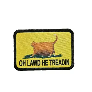 oh lawd he treadin meme 2"x3" removable morale patch with hook and loop backing fat cat oh lawd he treadin meme 2"x3" removable morale patch with hook and loop backing fat cat