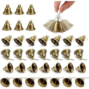 34 count Craft Bells, Small Brass Bells with Spring Hooks Hanging for Homes, Wedding Party Decorations, , Hanging Wind Chimes, 1.7" X 1.5",