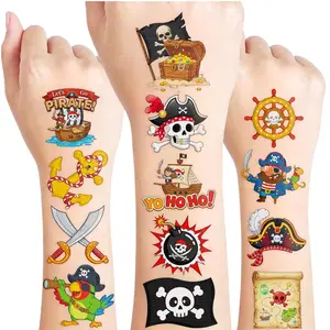 96PCS Pirate Temporary Tattoos Stickers - Pirate Birthday Party Favors Nautical Treasure Themed Birthday Party Decorations Accessories Supplies Gift Idea For Kids Teens Adult Classroom Prizes Rewards