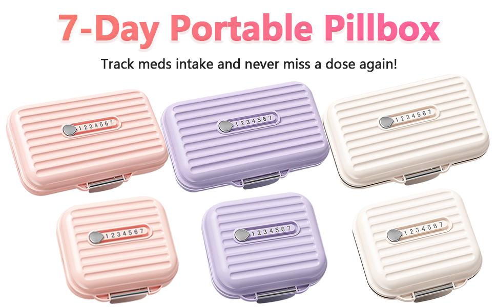 7-Day Pill Organizer Large Capacity Travel Vitamin Container Moisture-Bpa-Free Probiotic Box Purple Size 4.33 * 2.83 * 1.97 in
