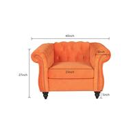 Orange Velvet 1 Seater Tufted Sofa