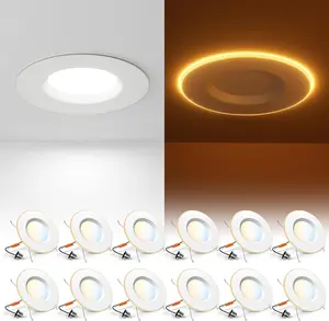 Amico 12 Pack 5/6 Inch LED Can Lights with Night Light, 5CCT Retrofit Recessed Lighting Selectable 2700/3000/4000/5000/6000K, Dimmable, 12W=110W, 1100LM Downlight - ETL & FCC