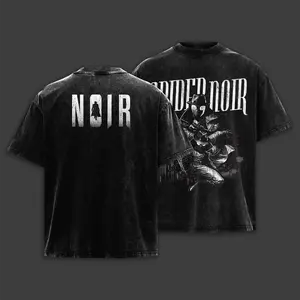 Dark Vigilante Noir Washed Tee, 1930s Mystery Detective Graphic Shirt, Menswear Gift for Movie Fans, Oversized Heavyweight Cotton T-Shirt Featuring Epic Spider Hero Design