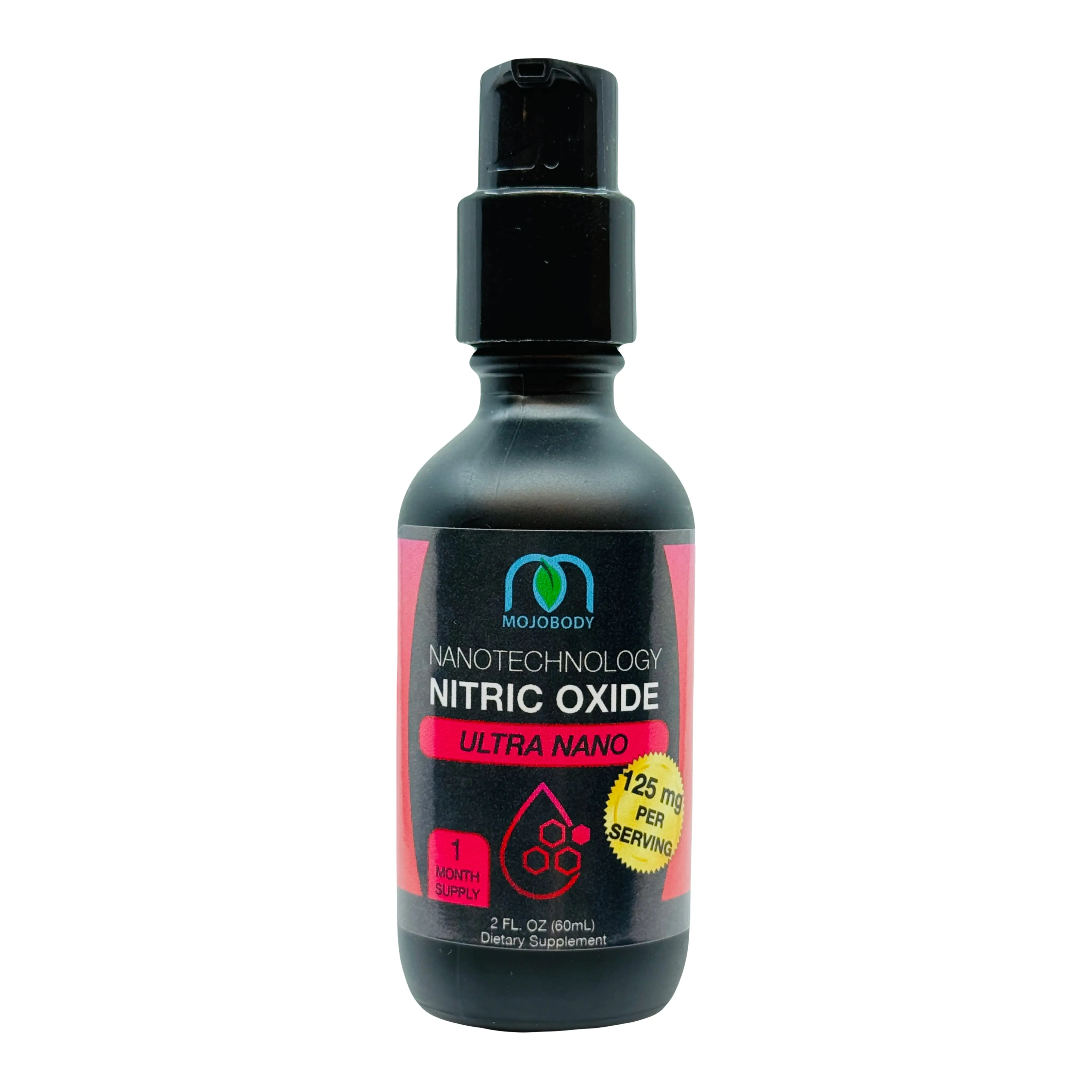 MOJObody Nano Nitric Oxide 2oz Pump Bottle: Elevate Your Health with 100% Absorption Ultra Nanotechnology Circulation Support Healthcare Fitness Dietary Supplement Made in USA
