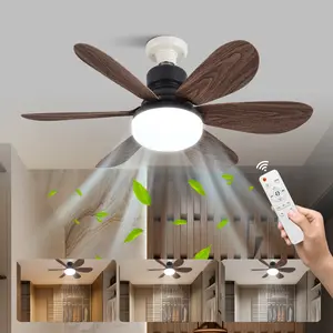 Double Layer Ceiling Fan Light, Lighting Fixture, Screw Mount Pendant Fan with Remote, E27 Easy Install, Adjustable Brightness, Adjustable Lights, Bathroom, Bedroom, Kitchen, Living Room