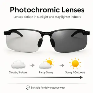 SummerVibes Driving Glasses Auto Tint Photochromic Sunglasses, Light Adaptive Sport Eyewear for Men Women, Outdoor Driving Fishing Travel, Lens Cloth Included