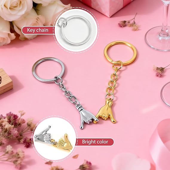 Matching Keychains for Couples Valentines Day Galentines Day Anniversary Birthday, Pinky Promise Couple Keychain Set for Him Her Boyfriend Girlfriend Husband Wife, Long Distance Relationship Gifts, Premium Elegant Design Keepsake for Keys Bags Backpack