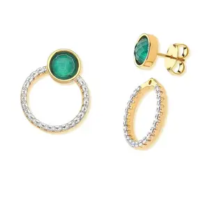 18K Gold-plated drop earrings with emerald gemstone