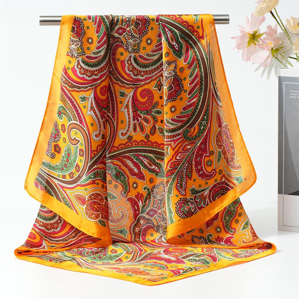 4PCS/Set 27.5In Satin Head Scarf Silk Like Hair Kerchief for Women Lightweight Hair Bandanas Head Scarves Neck Scarves Hair Wrap Hair Band Headscarf Hair Accessories