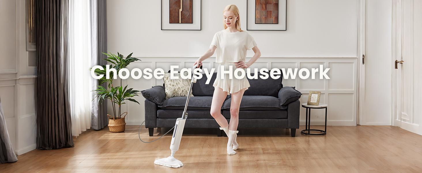 Sweet Furniture Steam Mop for Floor Cleaning, Lightweight Floor Steamer Cleaner for Hardwood/Tile/Laminate Floors Carpet, 2 Washable Pad Home Care