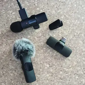 2 pcs Wireless Lavalier Microphones for iPhone, Android, iPad - Mini Wireless Clip-on Microphones Crystal Clear Sound Quality for Recording, Live Streaming,Vlog