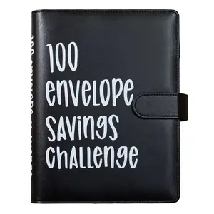 100 Day Saving Challenge Coin Envelope Budget StorageBook - Binding Covers with Daily Savings Tracker, Habit-Forming System, Cash Savings Goal Of $5050, MoneyOrganizer for Cash, Savings Binder with Envelopes，notebook money box。