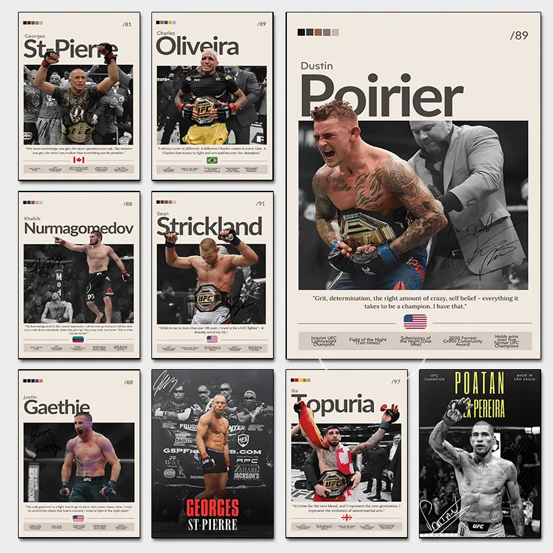 Famous Inspirational Boxer Posters - Sports Fighter Motivational Canvas Wall Art, Aesthetic Wall Decor, Bedroom Decor, Decorative Creative Print Design for Boys' Room, Ideal Home Supplies Gift