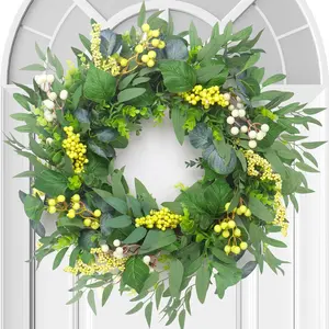 Artificial Green Eucalyptus Wreath for Front Door: 24 Inch Summer Wreaths for Indoor and, Large Boxwood Wreath for All, Greenery Wreaths for Indoor/Decorations