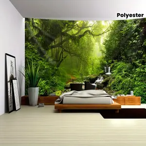 Clearwater Forest Landscape Photo Background Wall Tapestry - 125.9 inch x 320cm, 110 inch x 280cm, 96 inch x 220cm, Suitable for Classroom, Indoor Use, Horizontal Direction, Woven with Polyester, No Power Required, Covered with Tartan Velvet, 95g per Squa