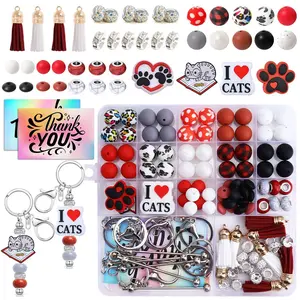 107-Piece Multicolor Silicone Beads Set, Includes 12mm & 15mm Silicon Beads for Keychains, 10mm Flat Round Spacer Beads for Pen Decorations