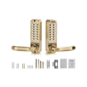 fathersdaygift VEVOR Mechanical Keyless Entry Door Lock, 14 Key Mechanical Door Lock, Mechanical Keypad Door Lock with Handle, Double-Sided Stainless Steel Waterproof Keyless Gate Lock, for Home Office Fence Garage