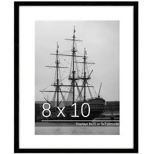 8x10 Picture Frame, Display Pictures 5 x 7 with Mat or 8 x 10 Without Mat for Wall Mounting Display, Photo Frames, Black