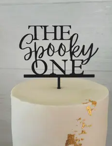 The Spooky One Acrylic Cake Topper for First Birthdays Halloween Baby Showers Gothic Celebrations Durable Lightweight Reusable Easy to Clean Multiple Sizes 4 5 6 7 Inches Perfect for Milestone Cakes
