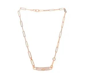 Pre-owned Hermes Kelly Chaine Choker dia necklace，rose gold
