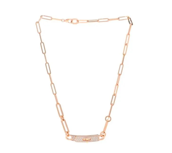 Pre-owned Hermes Kelly Chaine Choker dia necklace，rose gold