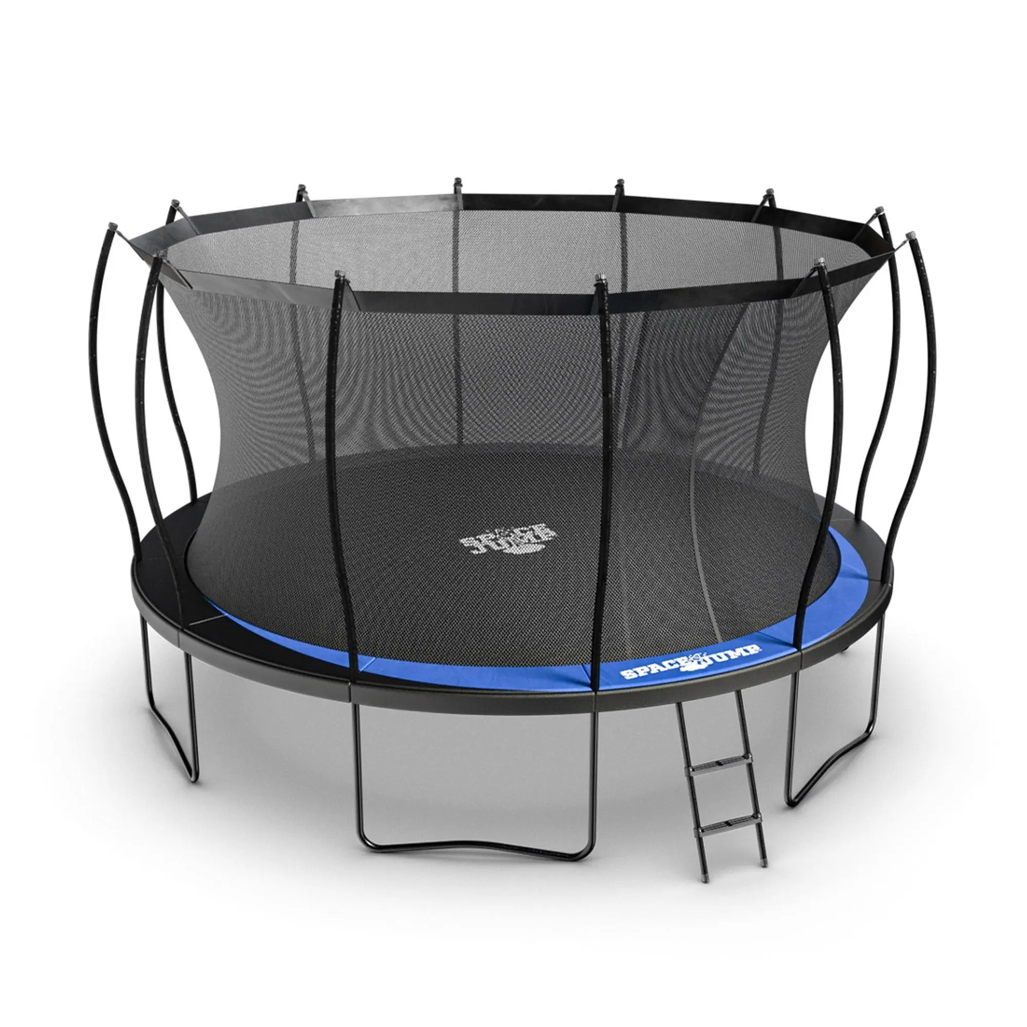 SpaceJump Lunar 14 Foot Trampoline, Outdoor Round Bouncer with Safety Net, Black SpaceJump Lunar 14 Foot Trampoline, Outdoor Round Bouncer with Safety Net, Black