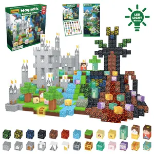 Magnetic Building Blocks Set, 100/200 Pieces, Dinosaur Theme, Glow-In-Dark Magnetic Cubes, Stem Montessori Toy for Kids Aged 3+, Perfect Gift