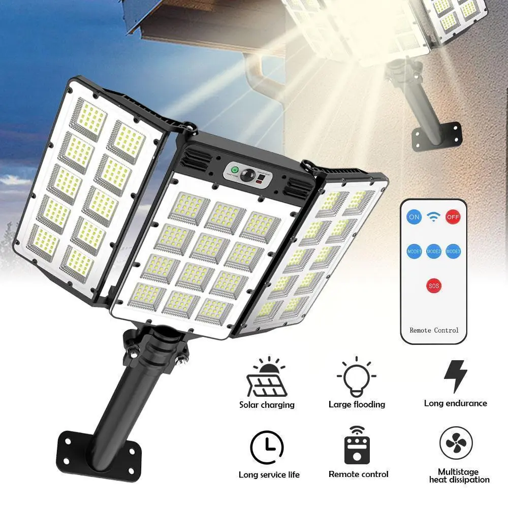 Solar Flood Lights, RemoteControl, Waterproof 3 Brightness Modes, Motion Sensor, Super Bright Outdoor Security Lights