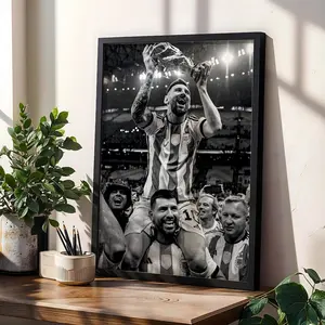 Lionel Messi World Cup Poster Print , Argentina Football Wall Art, Soccer Legend Poster, Black & White Sports Decor, Victory Printable Decoration Gifts