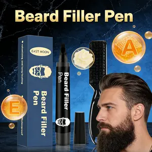 Beard Filler Pen Waterproof Formula 4-Tip, Vitamin A & E Nourish, Natural Realistic Natural Look Beard & Hairline Filler Pen for Men
