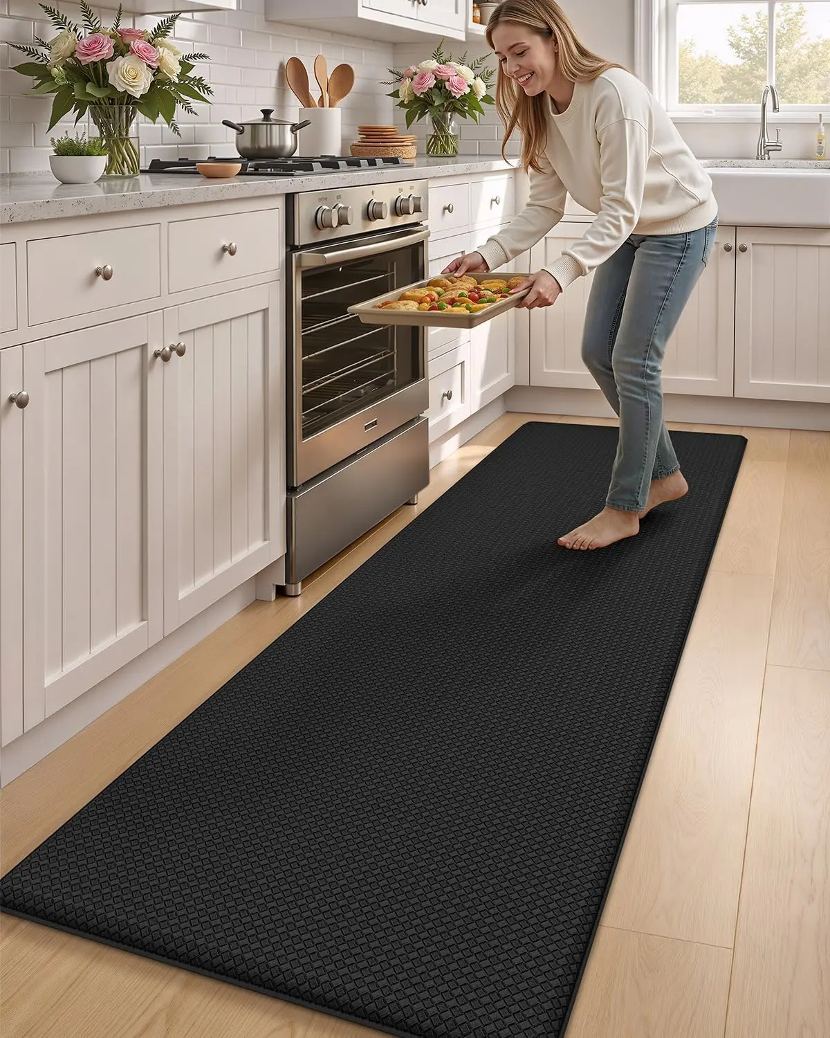 Color & Geometry Anti-Fatigue Kitchen Mat, Wide Foam Rubber Runner Rug for Front Sink Standing Comfort, Easy-to-Clean, Waterproof, Oilproof, Non-Slip,  kitchen rug