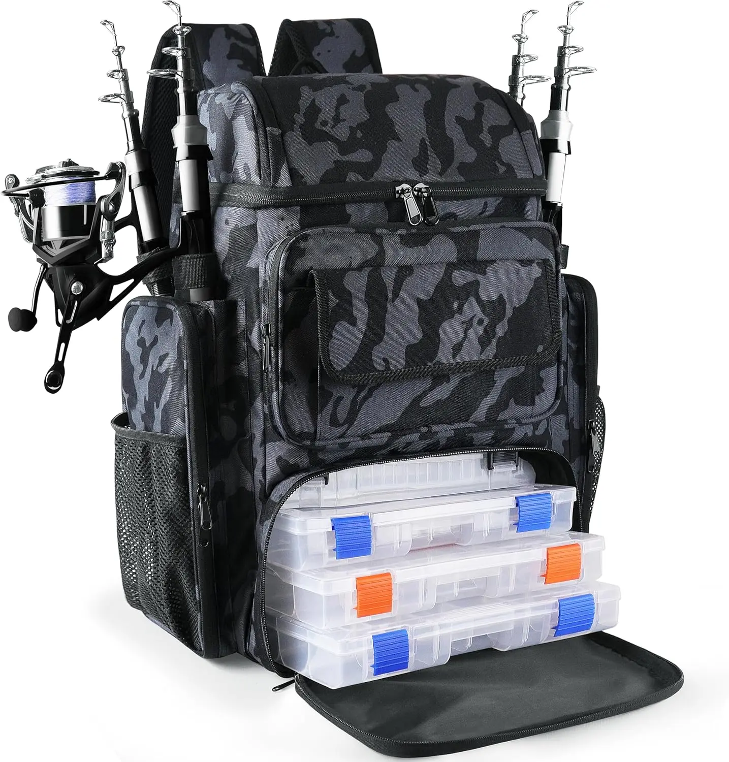 Fishing Tackle Backpack With Rod Holders, 45L Large Tackle Bag & Fishing  Tackle Backpack for Fishing, Camping, Hiking,Camouflage - TikTok Shop