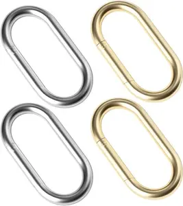 KeyChain Clip 4Pcs Gold & Spring O Ring Purse & Carabiner Clip Keys Bag Handbag Crafts 1.97x0.98 Gold & Silver
