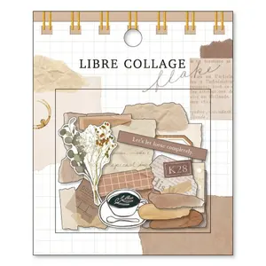 Libre Collage Flake Sticker Brown 14 designs x 4 sheets - MIND WAVE Vintage Collage Stickers for Journaling, Planners, Scrapbooking & Decoration