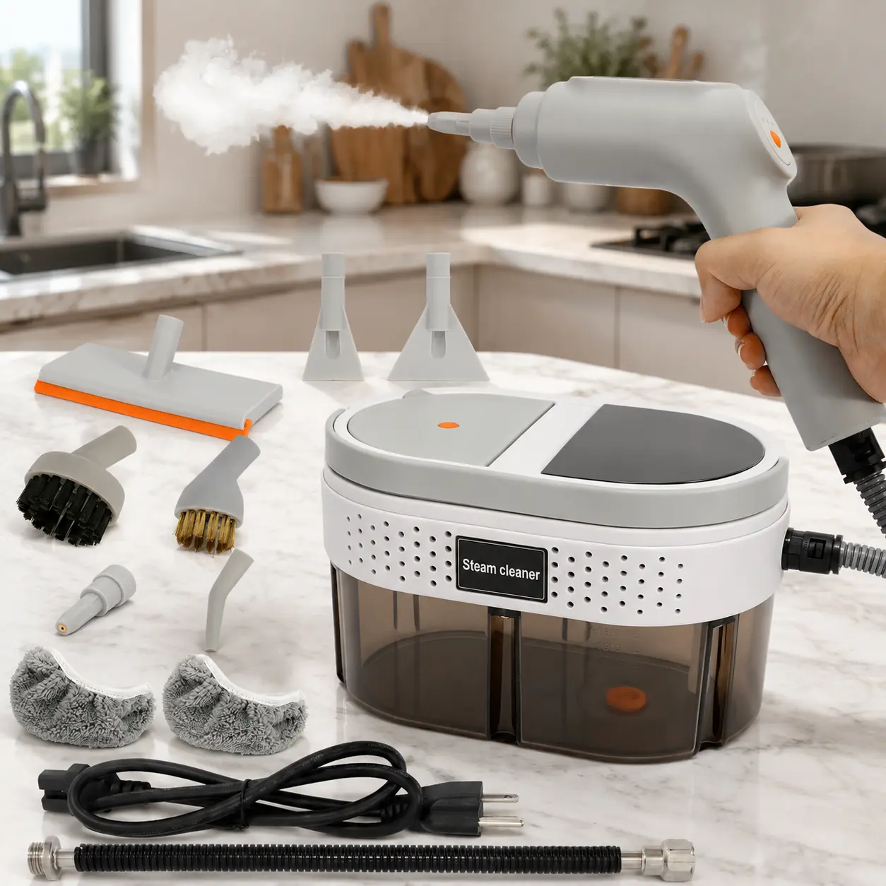 Multifunctional Handheld High Temperature Pressurized Steam Cleaner with Digital Display, Portable Household Steamer for Kitchen Grease, Appliance, Tile & Carpet Deep Cleaning, Chemical-Free Home Cleaning Machine, Ideal Housewarming Christmas Gift