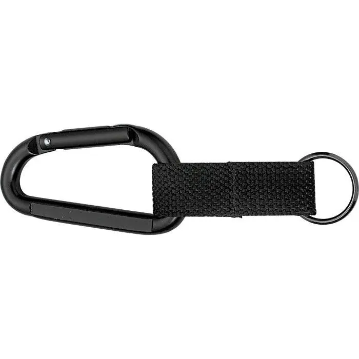 Black - Professional Jumbo Carabiner with Web Strap Key Ring - 80mm